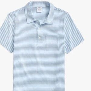 Brooks Brothers Cotton Polo Shirt. Men’s Sz-L Light Blue | White | Timeless EUC